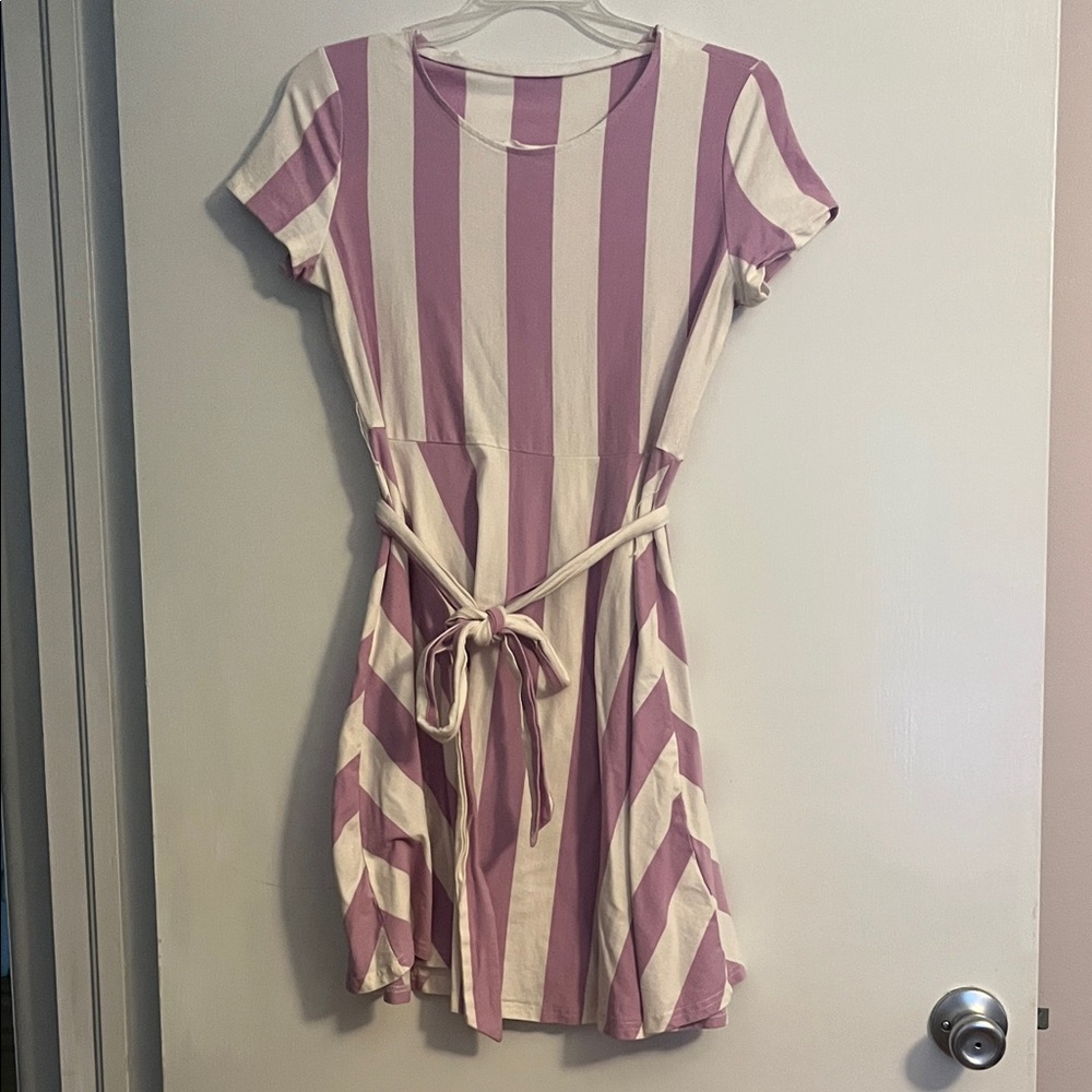 Striped Purple and Cream Dress